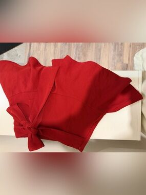 Zara Red Strapless Tie-Waist Dress